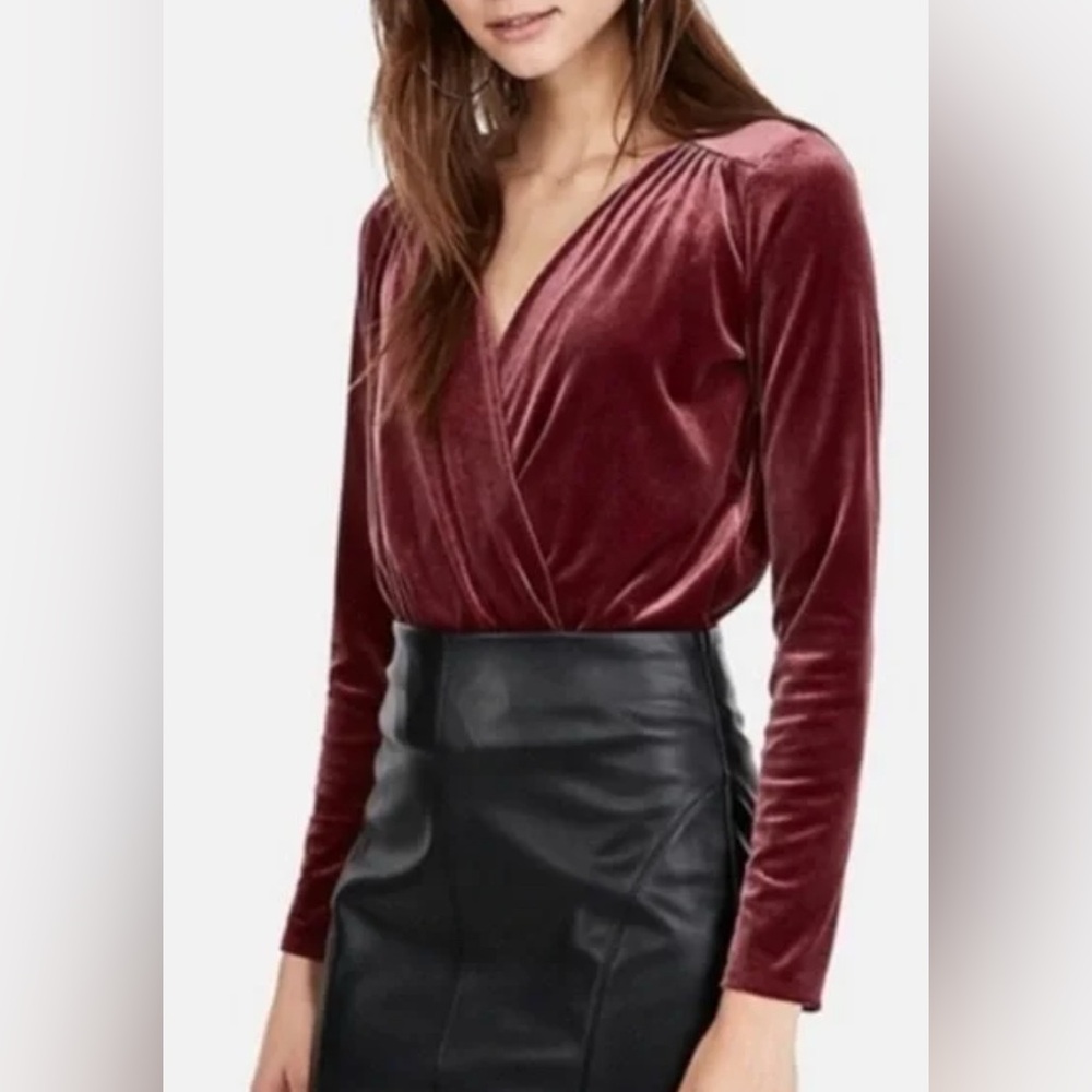 Express Burgundy Velvet Bodysuit- L and XL